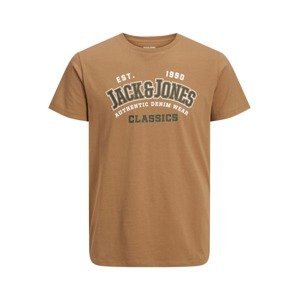 Jack & Jones Plus Tričko hnědá / černá / bílá