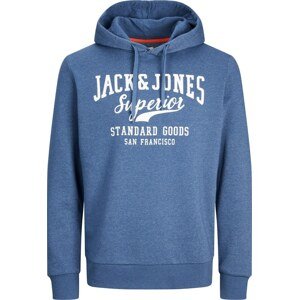 JACK & JONES Mikina tmavě modrá / bílá