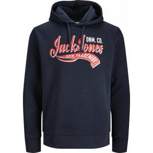 JACK & JONES Mikina námořnická modř / červená / bílá