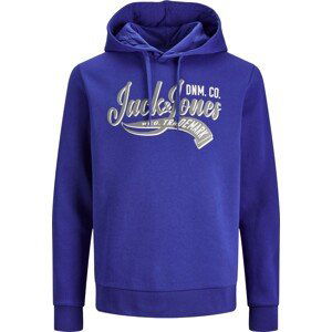 JACK & JONES Mikina šedá / fialkově modrá / bílá