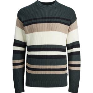 JACK & JONES Svetr béžová / krémová / tmavě zelená / černá