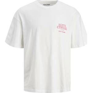 JACK & JONES Tričko 'REDHOOK' pink / bílá