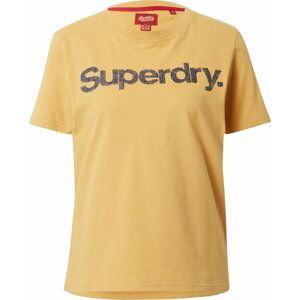 Superdry Tričko tmavě modrá / zlatá