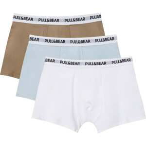 Pull&Bear Boxerky světlemodrá / hnědá / černá / bílá