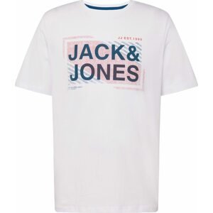 JACK & JONES Tričko 'KAIN' námořnická modř / světle růžová / bílá