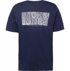 JACK & JONES Tričko 'PETER' námořnická modř / šedá