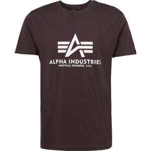 ALPHA INDUSTRIES Tričko tmavě hnědá / bílá