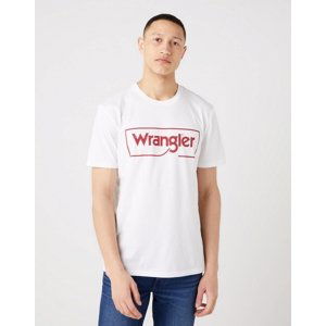 Pánské triko WRANGLER W70JD3989 FRAME LOGO TEE WHITE Velikost: M