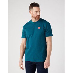 Pánské tričko WRANGLER W70MEEG03 Sign Off Tee in Deep Teal Green Velikost: L