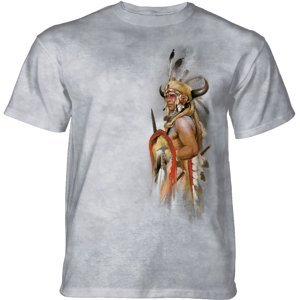 Pánské batikované triko The Mountain - LOOK OF WAR - indiánské- světle šedé Velikost: 4XL
