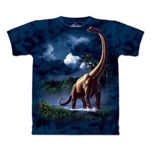Pánské batikované triko The Mountain  Brachiosaurus - modrá Velikost: M