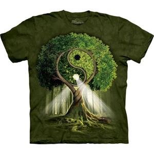 Pánské batikované triko The Mountain - Yin Yang Tree - zelené Velikost: XL