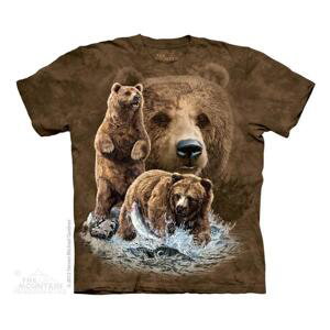 Pánské batikované triko The Mountain - Find 10 Brown Bears - hnědé Velikost: M