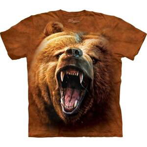 Pánské batikované triko The Mountain - Tvář Řvoucího Medvěda - hnědé Velikost: L