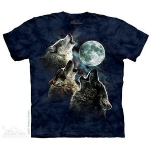 Pánské batikované triko The Mountain - Three Wolf Moon In Blue - modré Velikost: XL