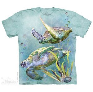 Pánské batikované triko The Mountain - Sea Turtle Swim - mint Velikost: L