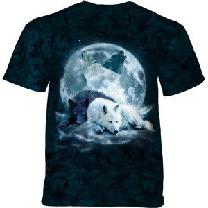 Pánske batikované tričko The Mountain - Yin Yang Wolf Mates - modrá Velikost: L