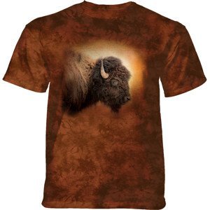 Pánské batikované triko The Mountain  Bison Sunset - hnědá Velikost: L