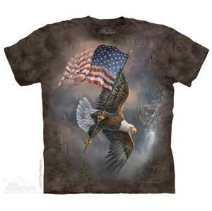 Pánské batikované triko The Mountain Flag-Bearing Eagle- hnědé Velikost: L