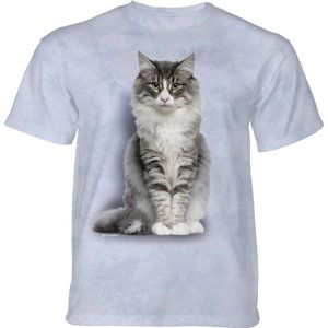 Pánské batikované triko The Mountain - Sedící kočka - modré Velikost: XXXL
