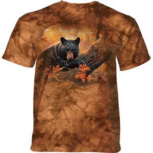 Pánské batikované triko The Mountain - HANGING OUT - medvěd - hnědý Velikost: S