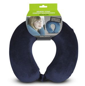 WORLDPACK TRAVEL PILLOW cestovní polštář z paměťové pěny - tmavě modrá