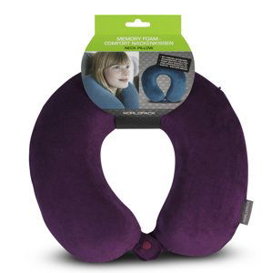 WORLDPACK TRAVEL PILLOW cestovní polštář z paměťové pěny - fialový