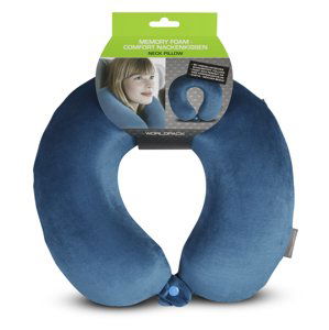 WORLDPACK TRAVEL PILLOW cestovní polštář z paměťové pěny - modrý