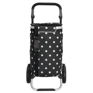 GO & UP Shop & Go nákupní taška na kolečkách s termokapsou - černá s puntíky - 41L