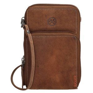 Hide & Stitches Idaho kožená crossbody taška na mobil - hnědá