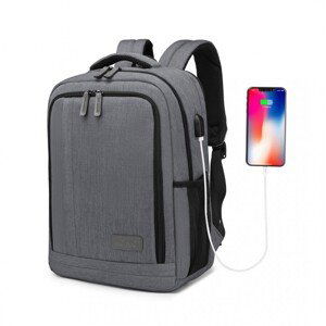 KONO multifunkční batoh s USB portem Richie Small - šedá - 17 L