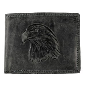 HL Luxusní kožená peněženka s 3D OREL - černá