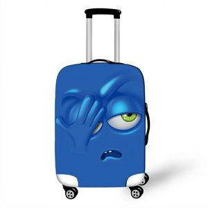 Elastický obal na kufr Crazy Face 02 - královsky modrý Velikost: L