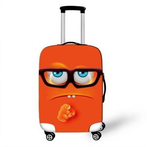 Elastický obal na kufr Crazy Face 03 - tmavě oranžový Velikost: L