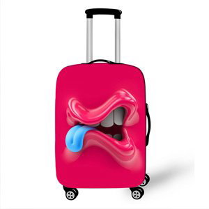 Elastický obal na kufr Crazy Face 13 - tmavě růžový Velikost: L