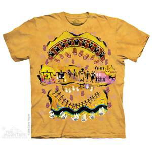 Pánské batikované triko The Mountain - Domorodé umění 2017 - žluté Velikost: XL