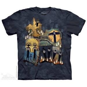 Pánské batikované triko The Mountain - Domorodé umění - černé Velikost: XXL