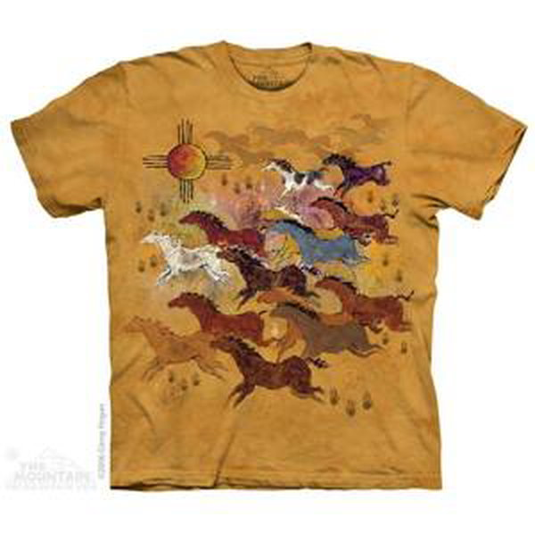 Pánské batikované triko The Mountain - Domorodé umění - hlinené Velikost: M