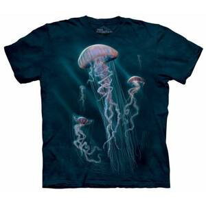 Pánské batikované triko The Mountain - Mořské medůzy - Jellyfish - modré Velikost: L