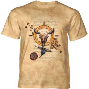 Pánské batikované triko The Mountain - Blood and Ink - indiánské - béžová Velikost: XL