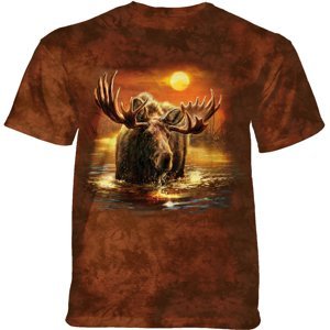Pánské batikované triko The Mountain - MOOSE RIVER - los - hnědá Velikost: XXXL