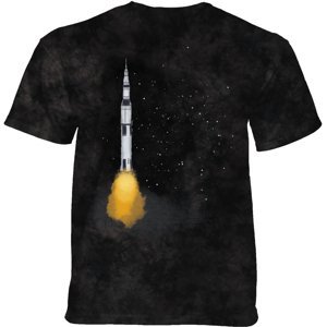 Pánské batikované triko The Mountain - APOLLO SKETCH - vesmír -  černé Velikost: L