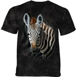 Pánské batikované triko The Mountain - STRIPES - zebra - tmavě šedé Velikost: L