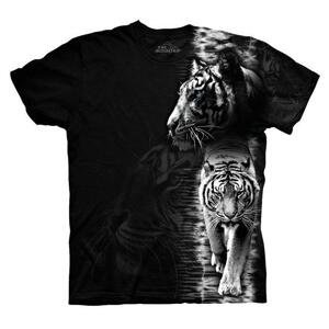 Pánské batikované triko The Mountain - Bílý Tygr - černé Velikost: L