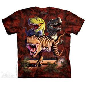 Pánské batikované triko The Mountain - Rex Collage - červené Velikost: XL