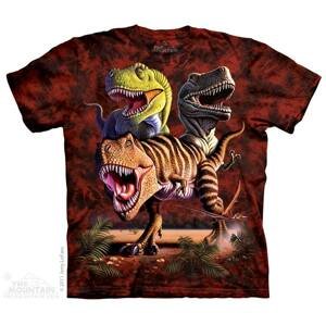 Pánské batikované triko The Mountain - Rex Collage - červené Velikost: XXL