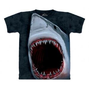 Pánské batikované triko The Mountain - Shark Bite - černé Velikost: S