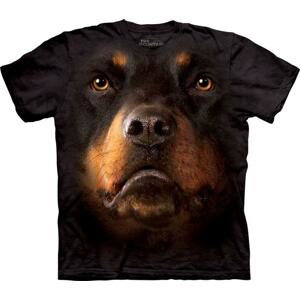 Pánské batikované triko The Mountain - Rottweiler Face - černé Velikost: L