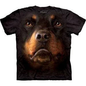 Pánské batikované triko The Mountain - Rottweiler Face - černé Velikost: M
