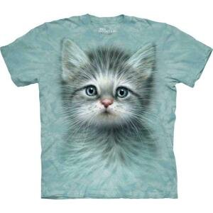 Pánské batikované triko The Mountain - Blue Eyed Kitten - světle modré Velikost: S